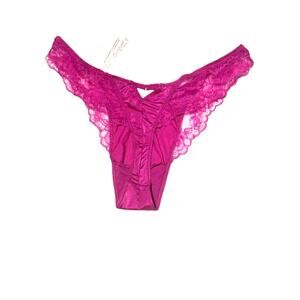 Victoria's Secret Pink Floral Lace Thong Panty Size L